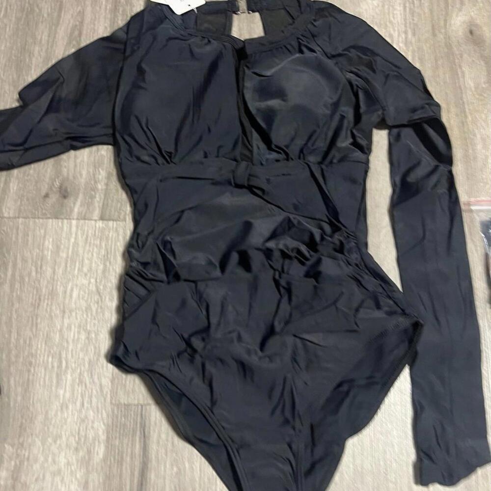 Black Long Sleeve One-Piece Swimsuit